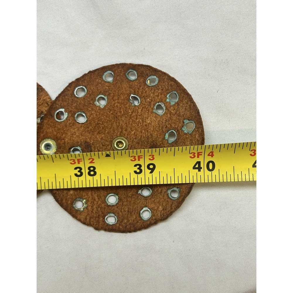 VTG Authentic 60s Morocco Brass Leather Wide Disc Boho Hippie Concho Belt 40" - Picture 5 of 5